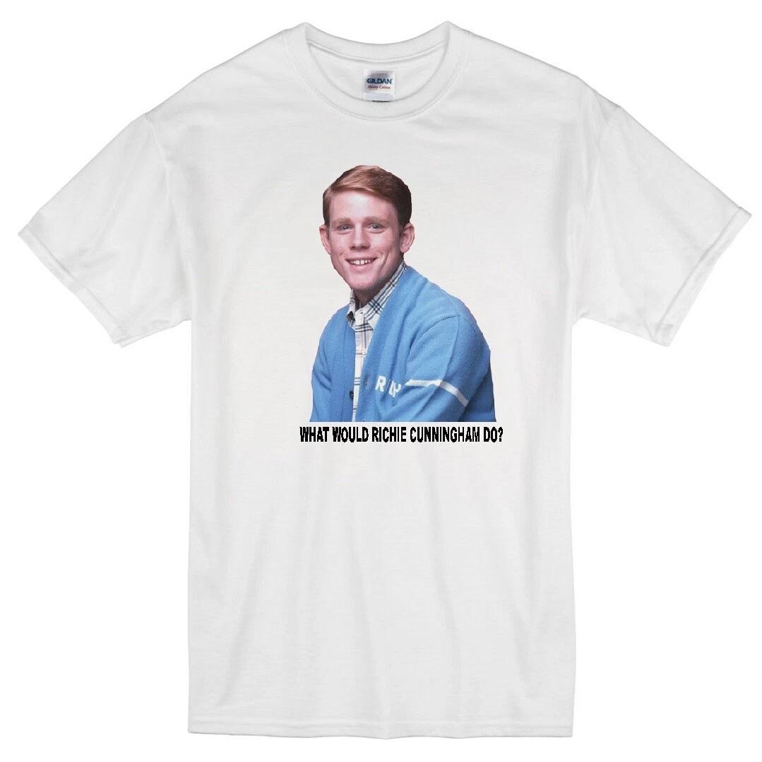 RICHIE CUNNINGHAM WWD? HAPPY DAYS RON HOWARD RETRO TV WHITE T-shirt M