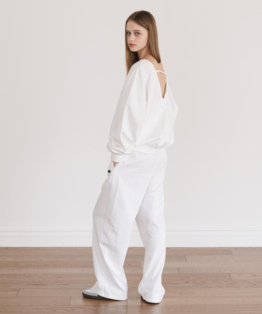 INJIACTIVE Semi Wide Logo Sweatpants White
