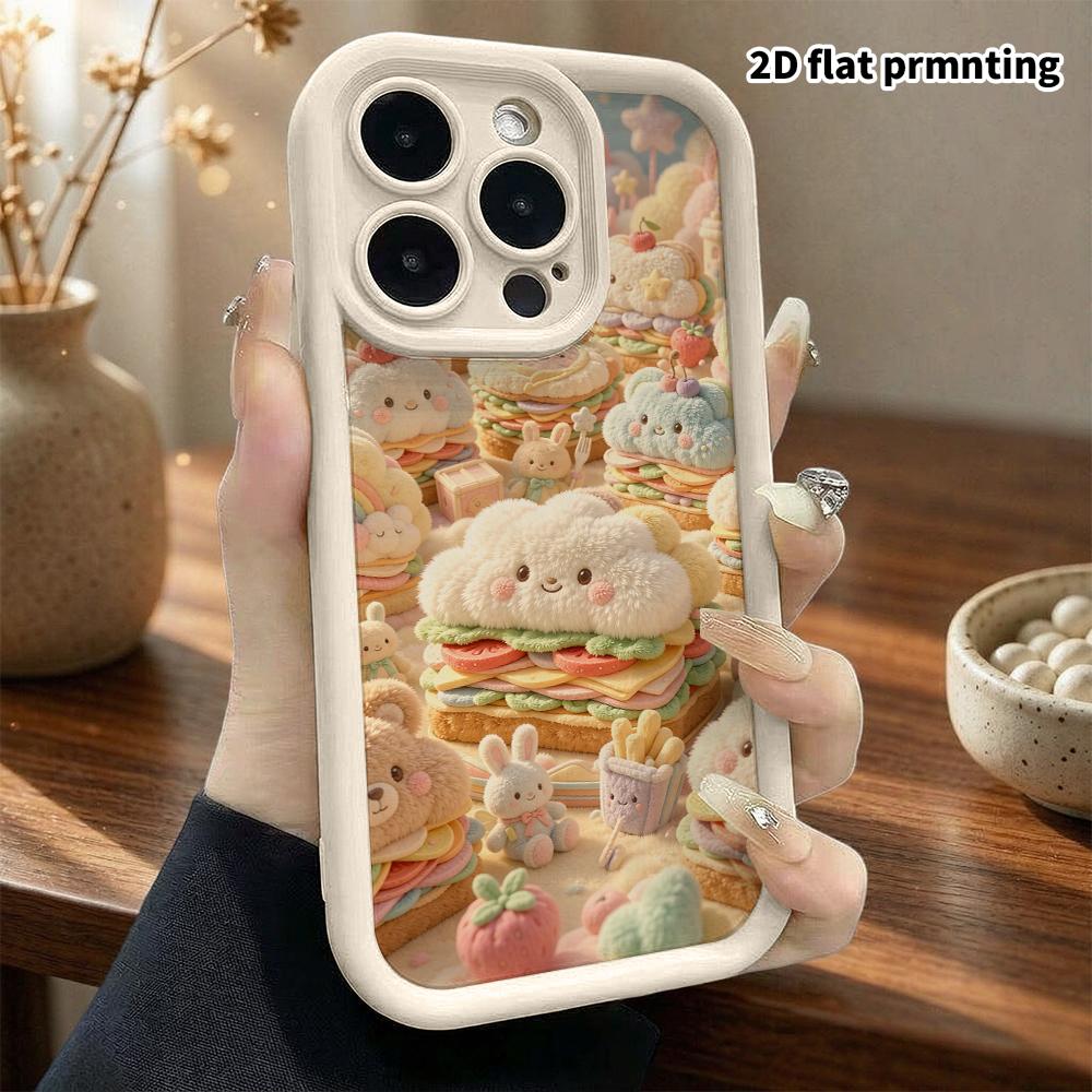 Phone Case: 2D flat, suitable for iPhone 18, 17, 16, 15, 14, 13, 12 Pro protective cases, Cloud Burger Paradise, perfect Christmas and Halloween holid