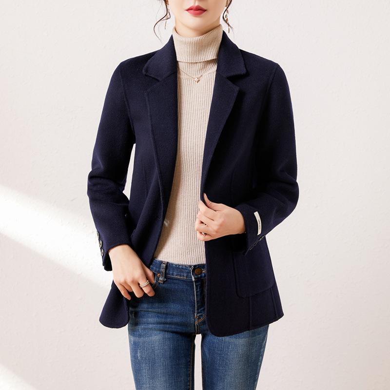 Autumn New Double-sided Wool Short Small Suit Coat Slim-fitting High-end Small Woolen Coat Women