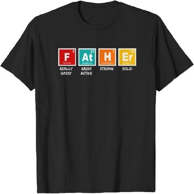 Father Periodic Chemical Elements Crewneck Classic Short Sleeve T-Shirt, Dad Shirts Black