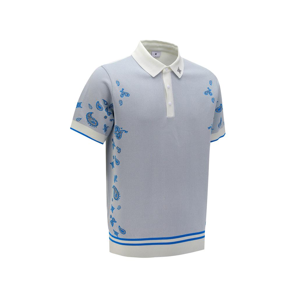Anew Golf Men Paisley Short Sleeve Sweater_Wh