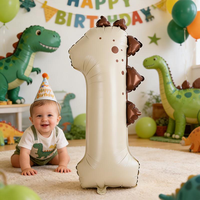40Inch Dinosaur Digital Balloons Boy Girl 1st Jungle Birthday Party Decoration Cartoon 1-3 Year Old Kids Number Foil Balloon