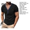 Herren Sommer T-Shirt Kurzarm Geknöpft V-Ausschnitt Kontrastfarbe Slim Fit Lässiger Pullover Mittellanges Oberteil für Outdoor-Sport