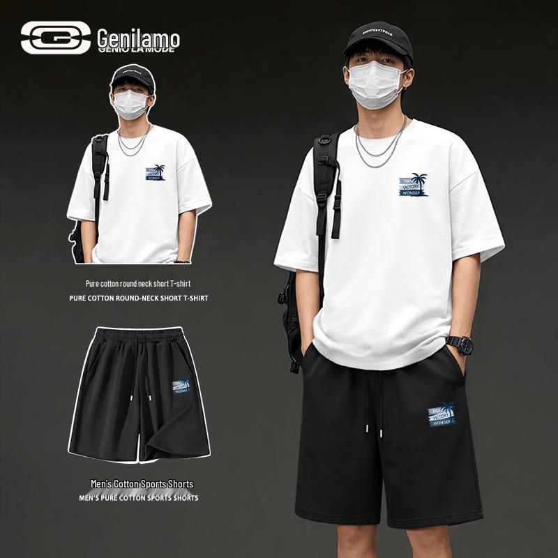 GENIOLAMODE Men s Summer Cotton Sportswear Set XL