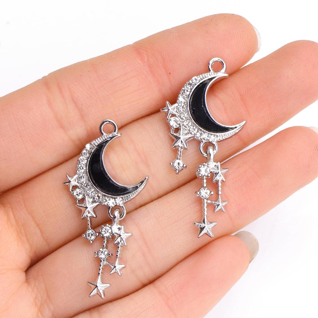 5 Stück Neumond Stern Herz Anhänger Mode Y2K Stil Legierung Anhänger Für DIY Handgefertigte Halskette Armband Und Schmuckherstellung Handwerk