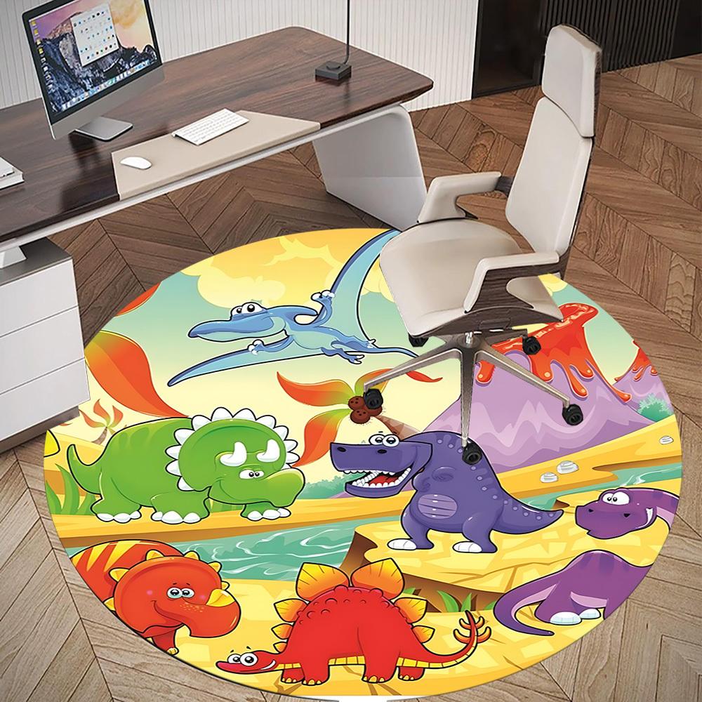 1pc dinosaur volcano Round Chair mat Area Rug - Non-Slip, Floor Mat for Office, Bedroom, and Indoor Decor c1125375