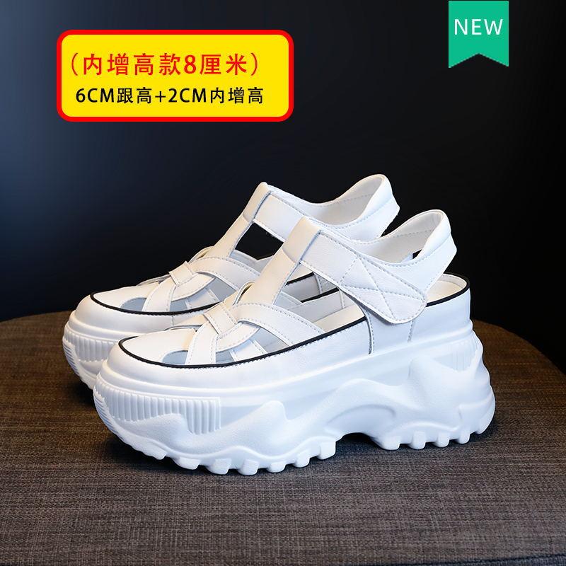 Sandali con Zeppa Scarpe da Donna Ciabatte con Aumento di Altezza Interna Donna Estate Esterno Nuovi Sandali Traspiranti con Punta a Sacchetto in Pelle Bovina