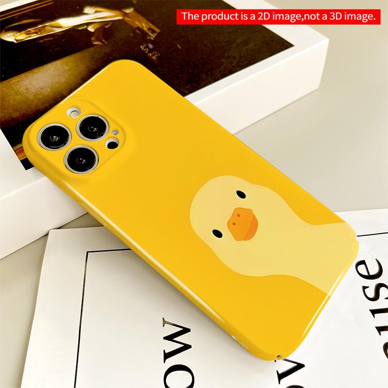 2DFlat Cute Yellow Duck Head Phone Case All Inclusive Film Hard iPhone Case, Compatible with iPhone 18 Pro Max 17 16 15 14 13 12 11