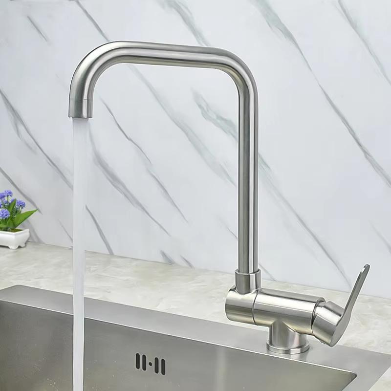 Matte black/brushed finish kitchen faucet, foldable hot and cold water mixing faucet, single-hole sink mixing faucet. G1/2