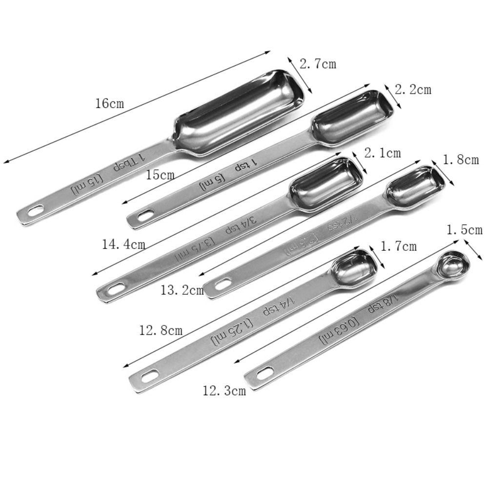 6pcs Long Handle Graduated Spoon with Scale Baking Spoon Household Coffee Scoop  Bar