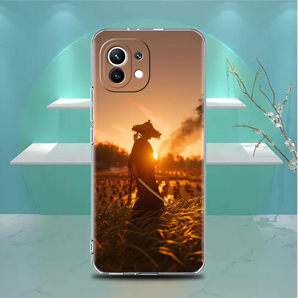 

Пейзаж тушью, японский самурайский арт, прозрачный чехол для Xiaomi Mi Poco X3 NFC M3 Pro F3 F1 11 Lite 12 Note 10 11T 9T, чехол для телефона Redmi Note 9S