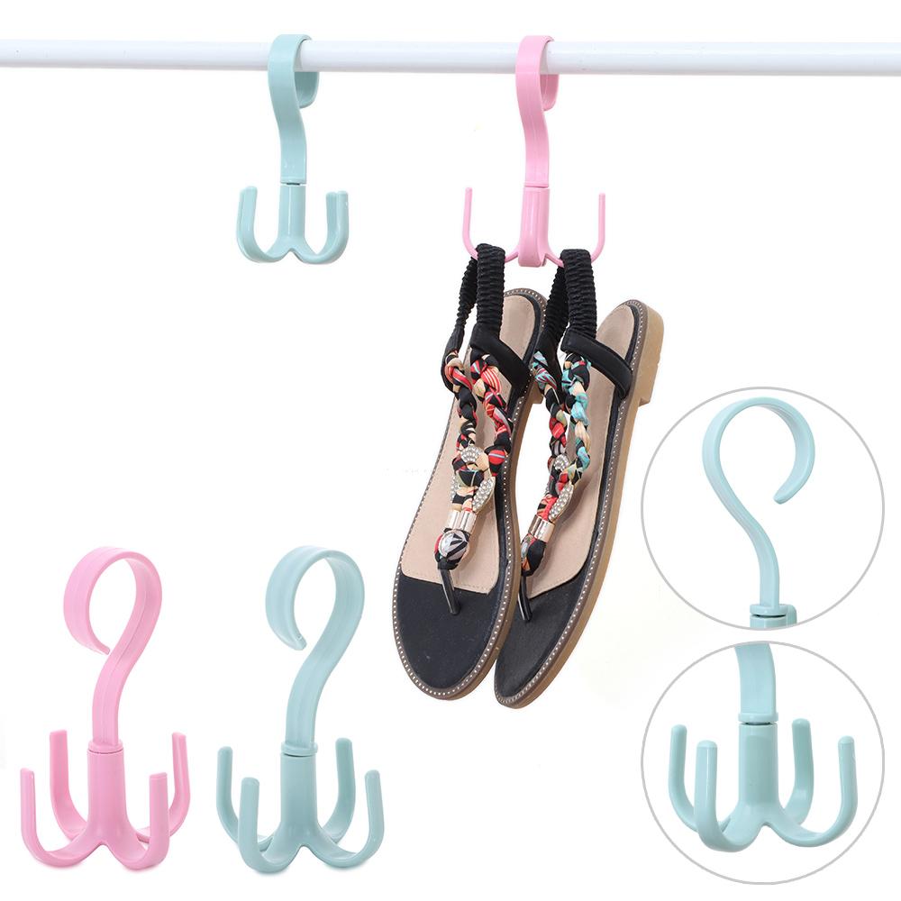 Cloth Rack Tie Holder Shelf Storage 4 Hook Rotating Four-claw Hook Plastic Hanger Multifunction