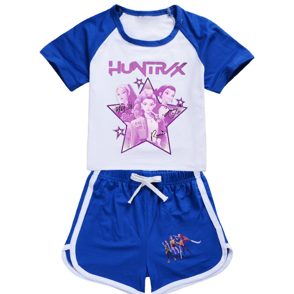 5034 Kids Girls POP Rumi Zoey Mira Print T-shirt Shorts Sport Tracksuit Clothes Set