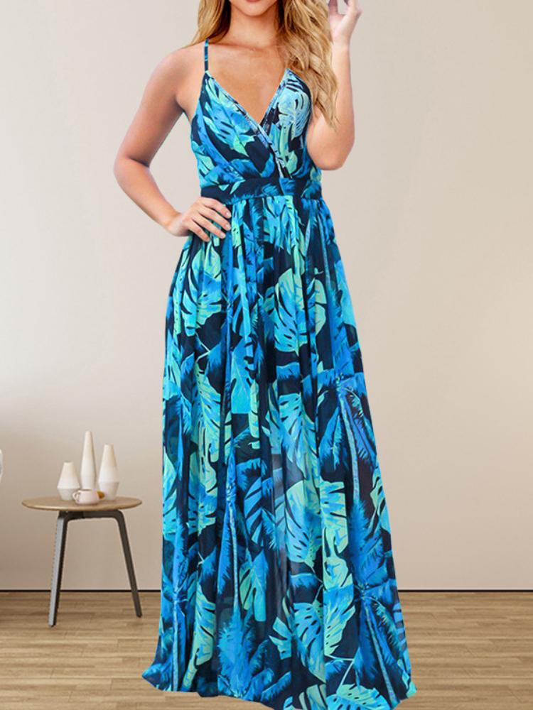 

Женское летнее платье из шифона с принтом, персонализированная юбка, повседневные модные пляжные платья, женское сексуальное платье с открытой спиной XXL синий