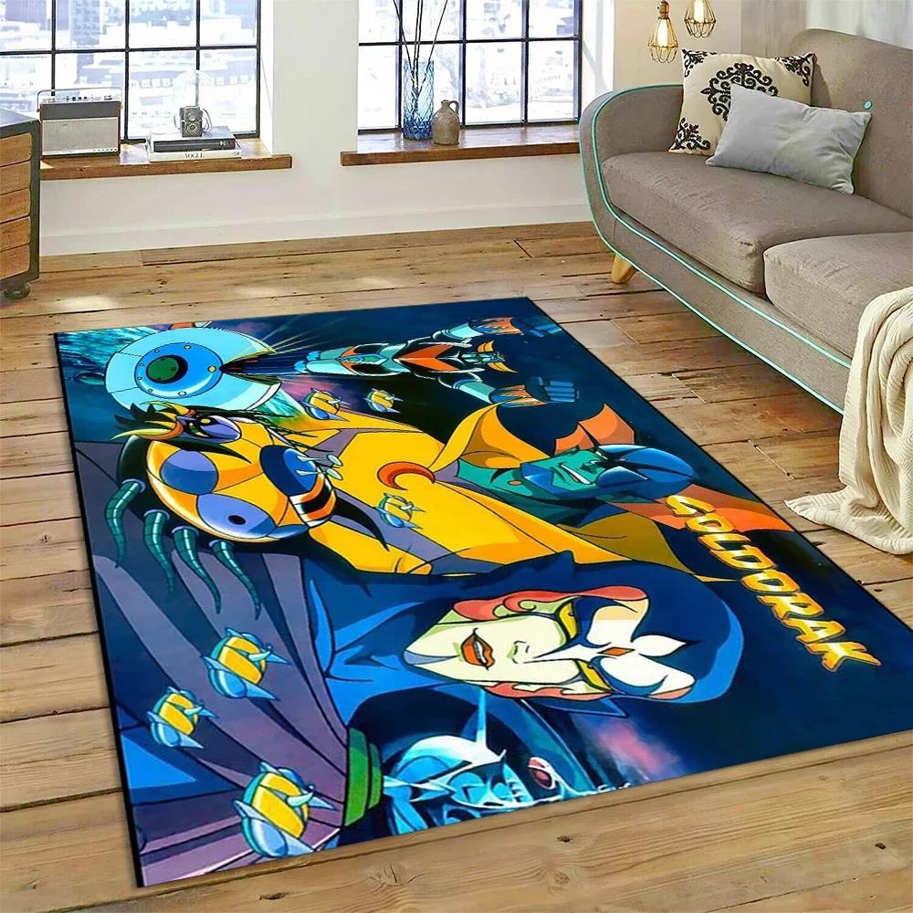 Tappeto Moquette 3D Cartone Animato UFO Robot Grendizer Anime per Camera da Letto Soggiorno Decorazione Casa Divano, Tappetino da Gioco Grande Decorativo per Bambini
