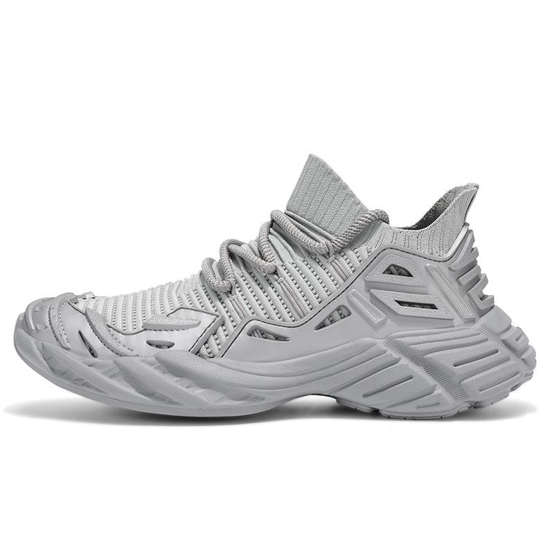 Men's shoes casual running sports fly-woven shoes men's summer breathable lace-up platform single shoes new large size trendy shoes