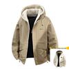 Men's Green Lambswool Hooded Jacket: Double-Sided, Casual, Velvet-Lined, Autumn/Winter Coat.