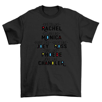 T-shirt 'Friends List Tee Stampa Nera' - Unisex, 100% Cotone, Maglietta Divertente per TV S