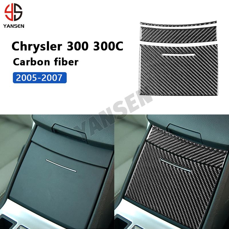 Carbon Fiber Front Gear Shift Panel Water Cup Holder Trim Sticker for Chrysler 300 300C for Dodge Charger 2005-2007 Accessories