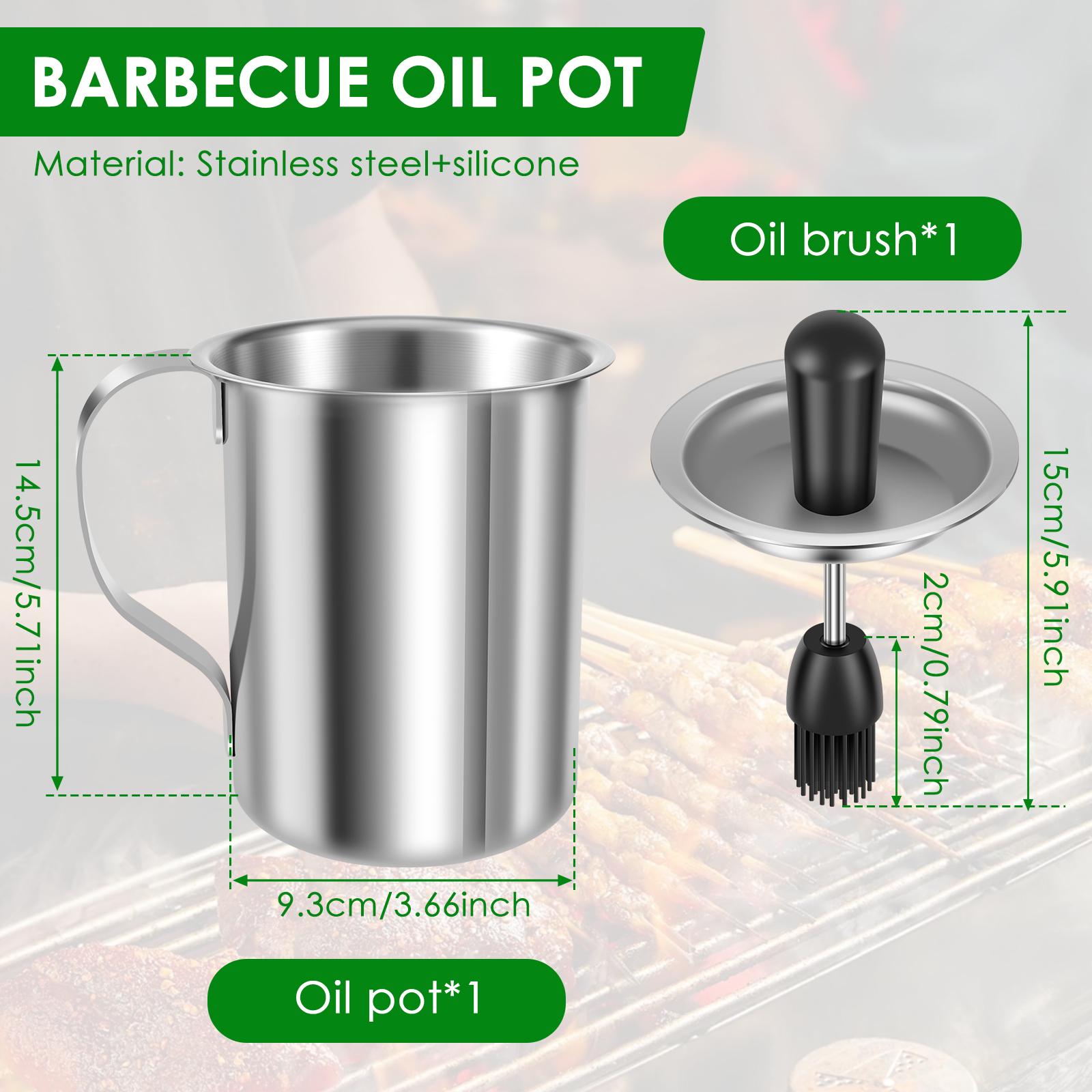 Sauce Basting Pot with Brush 500 ML Stainless Steel Basting Pot and Brush Portable BBQ Basting Pot Practical Sauce Oil Basting