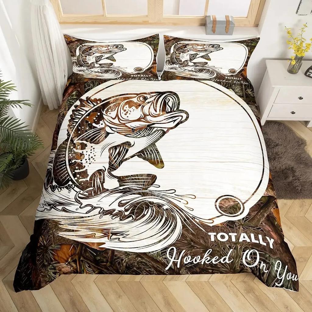 Marlin Svärdfisk Påslakanset Jakt Fiske Sängkläder Set Batik Havsfiske Båt Marint Liv Nautiskt Täckesöverdrag Queen