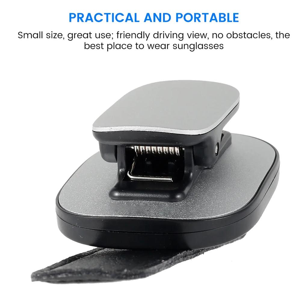 Solglasögonhållare för bilvisir Aluminium och Läder Bilglasögonhållare Klämma USB-Kabel Hängklämma Förvaringsställ för Biljettkort