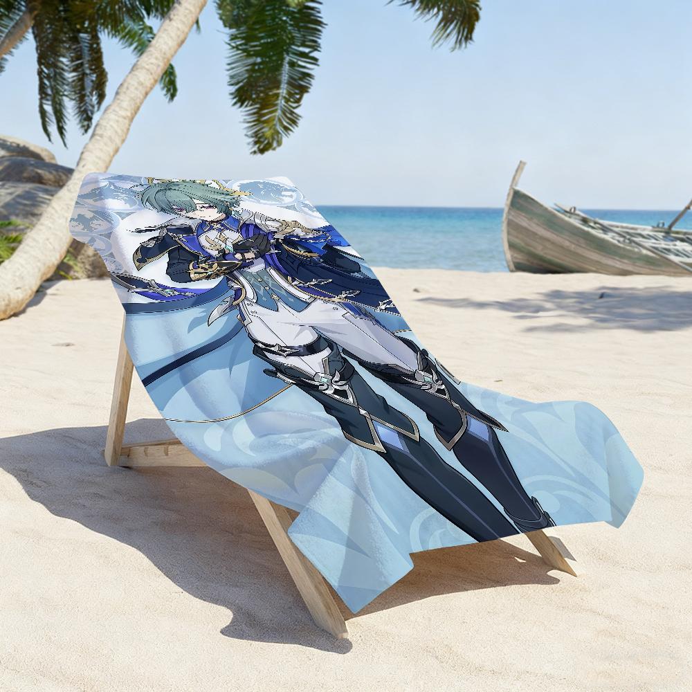 Lohen Game Genshin Impact Towel Sports Quick Dry Travel Camping Sandproof Soft Light Large Beach Towel
