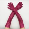Long Glitter Elastic Fingerless Gloves Sparkly Sequin Performance Party Holiday Stage Costume Accessory Gloves