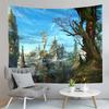 Fantasy Cartoon Castle Tapestry Seaside Reef Tapestry Land and Ocean Tapestry Living Room Dorm Bedroom Decoration Tapestries