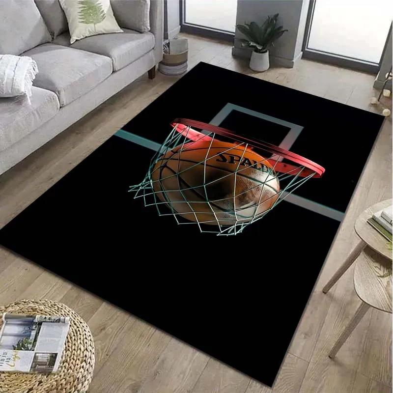 Basketball Hoop Art Pattern Area Rug Sports Carpet for Living Room Bedroom Game Room Non-Slip Floor Mat Home Decor Gift