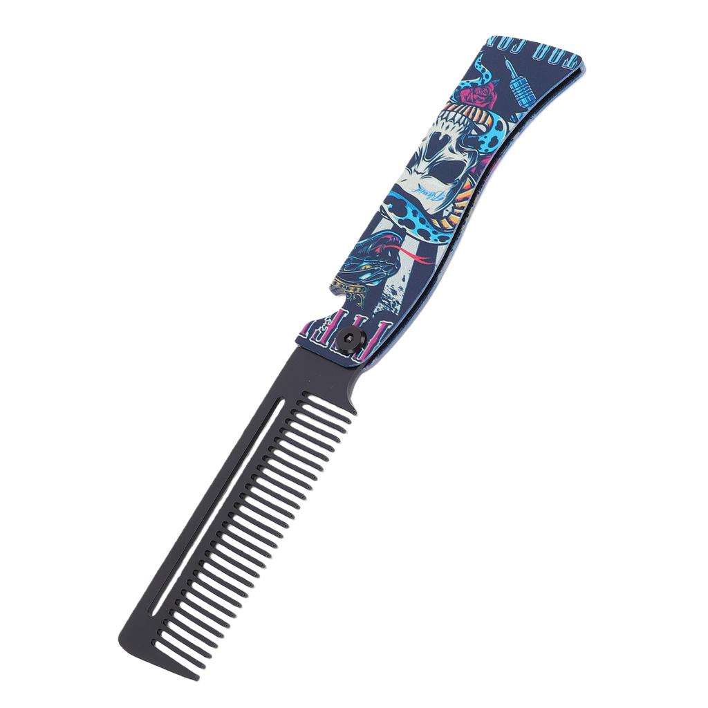 Stainless Steel Folding Pocket Comb Bottle Opener Moustache Hair Detangling Tool Multifunctional Metal Pocket Comb for