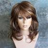 Mixed Brown Wigs for Women Synthetic Hair Short Bob Wigs with Side Bangs Natural Hair Mom Wig Female Highlights Heat Resistant