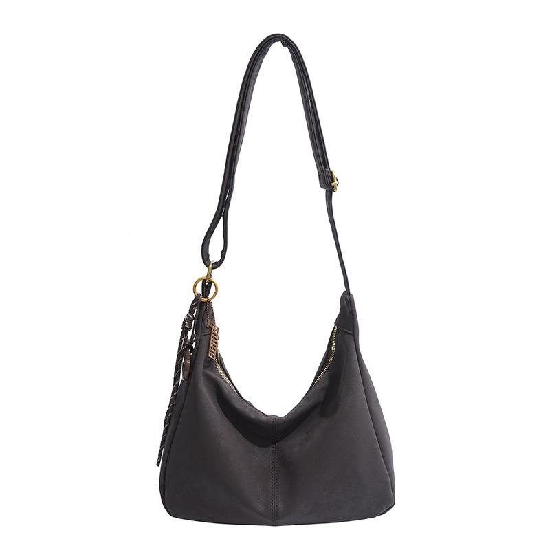 Velkokapacitní dámská retro taška přes rameno, měkká kožená taška do podpaží