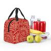 Red Paisley Floral Mandala Insulated Lunch Bag for Women Children Portable Food Boxes Thermal Lunch Box Tote