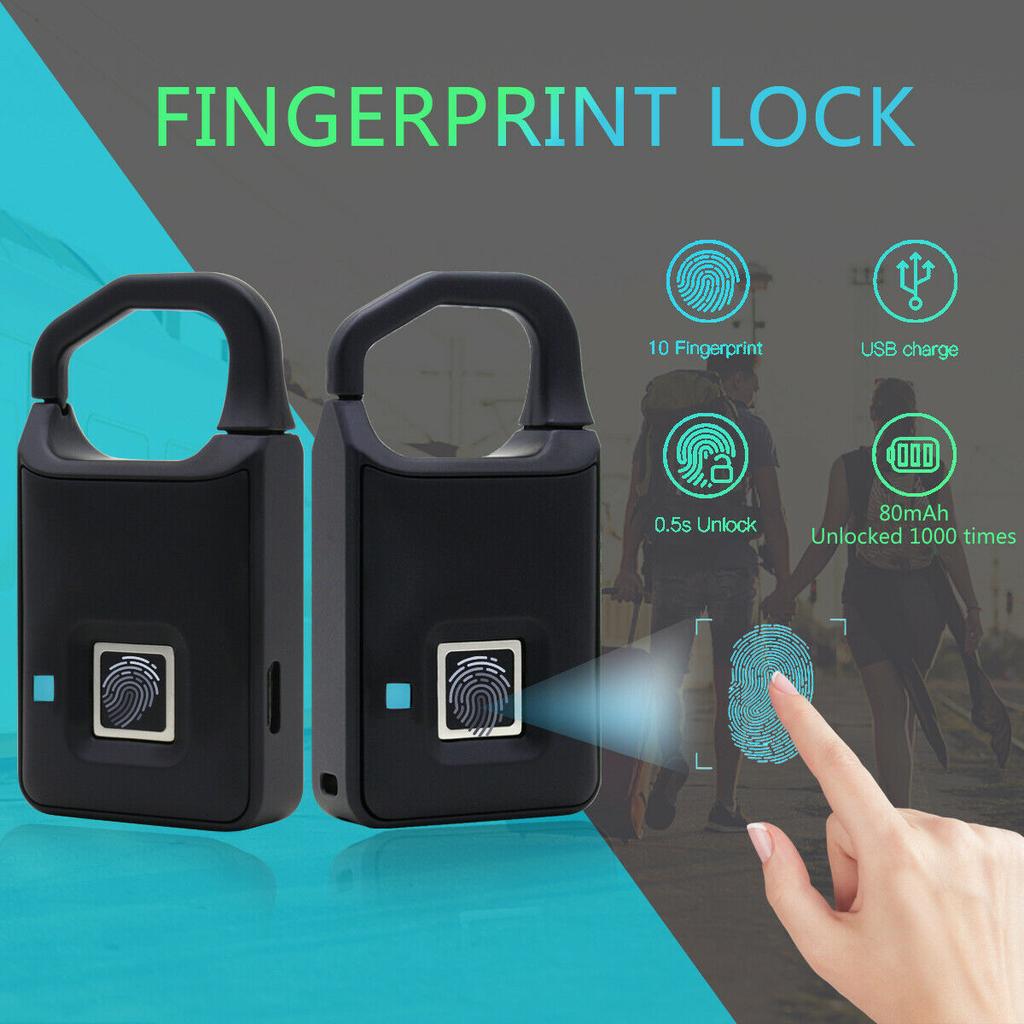 Portable Smart Fingerprint Keyless Phone APP Padlock Door Lock