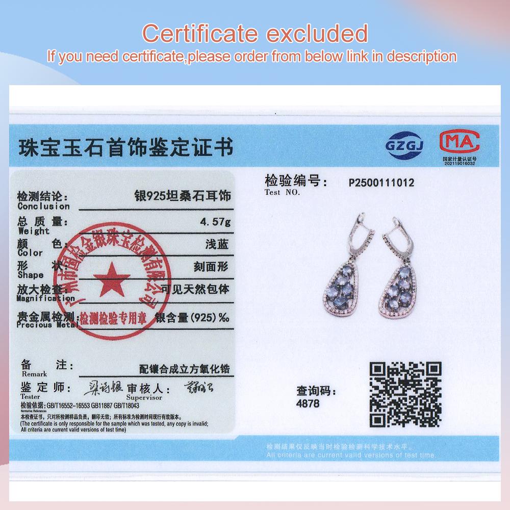 925 sterling silver gorgeous natural Tanzanite earrings elegant luxury fine jewelry for lady's anniversary & birthday gift