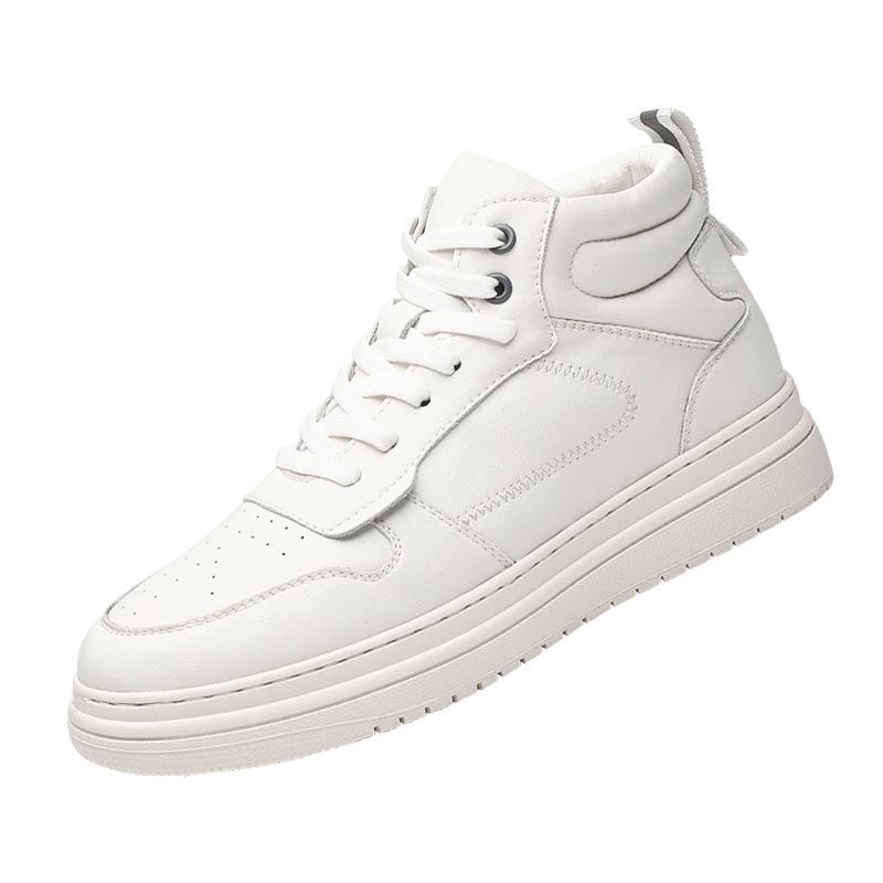 New inner height increase 8cm white board shoes summer breathable joint air force aj semi-high-top shoes men's sports and leisure men's shoes