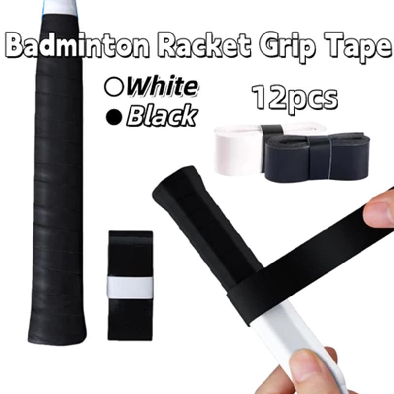 12Pcs Racket Grip Tape For Badminton/Sweat-Absorbent Tennis Badminton Racket Grip Tape Overgrips