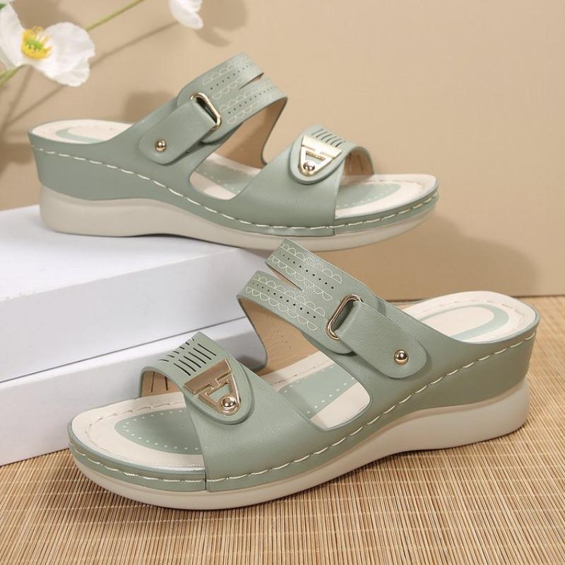 New Style of Oversized Shoes Wedge Heels Beach Sandals Hollowed-out Casual One-shoulder Slippers