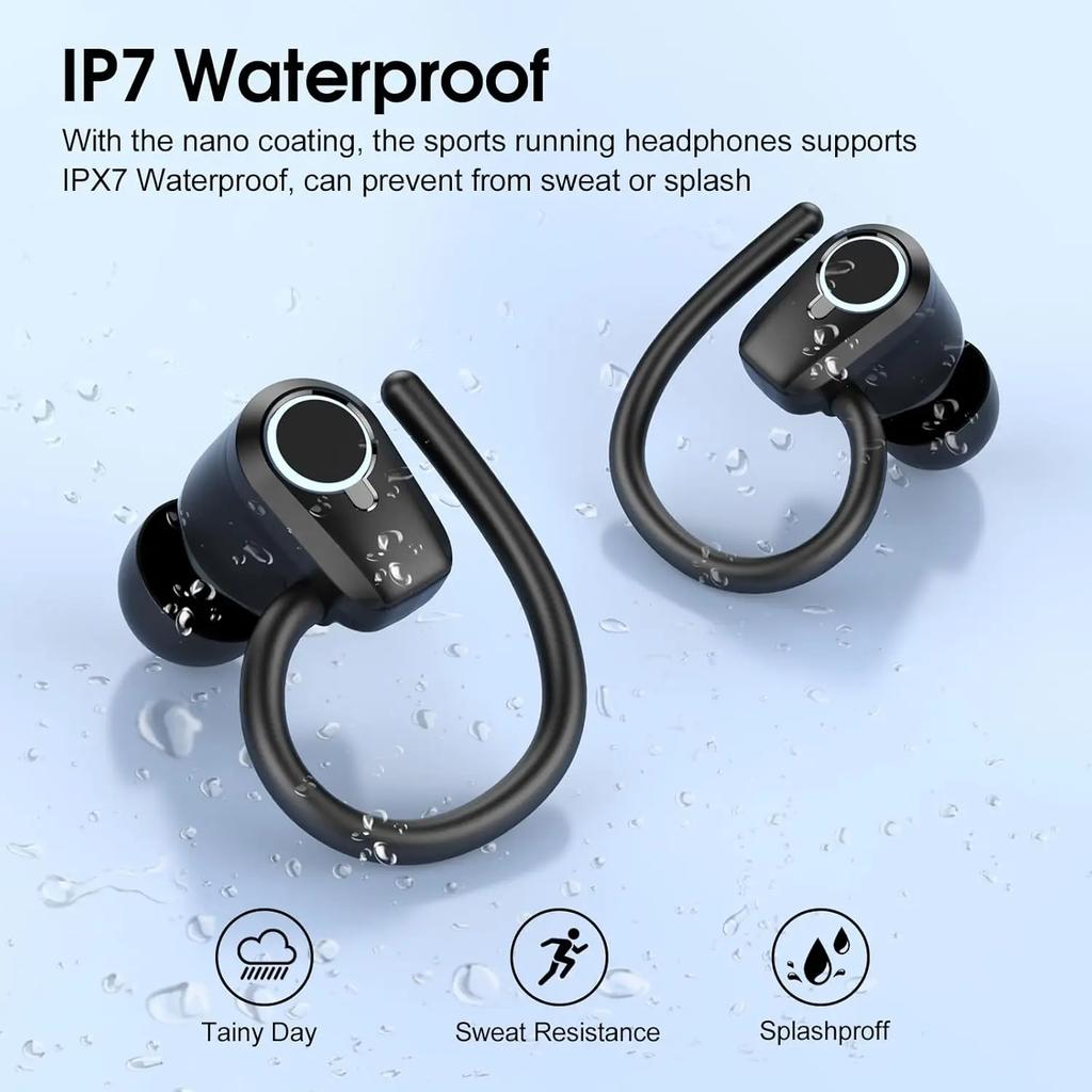 Bluetooth 5.4 Ear Hook Headphones TWS Wireless Earphones HiFi Stereo Waterproof Headsets LED Display Long Standby Touch Earbuds