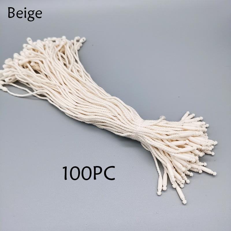 

100 шт./лот пластиковая веревка для подвешивания бирок белая бежевая черная полиэстеровая нить защелкивающаяся фиксатор петля застежка для галстука этикетки для одежды аксессуары