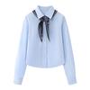 In Stock Spring 2026 Women's Versatile Silk Scarf Long Sleeve Shirt, Casual Fashion Style (3K1CB07)