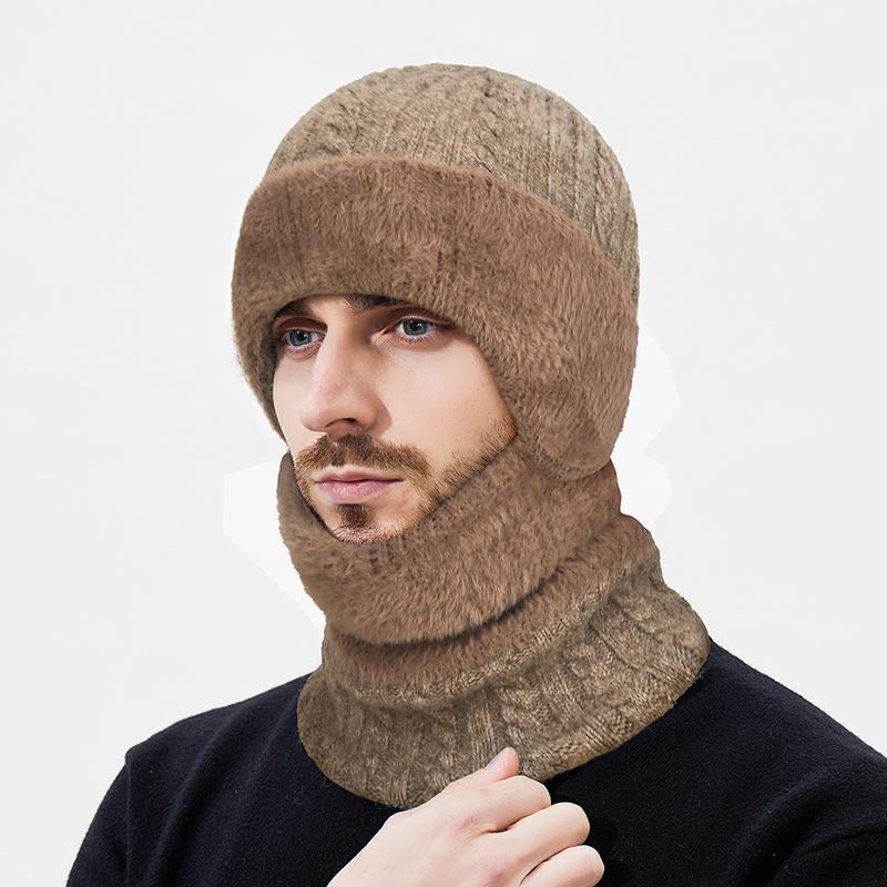Zimowa Wełniana Gruba Ochrona Uszu Dzianinowa Czapka Męska Wełniana Ciepła Ochrona Szyi Wełniana Czapka