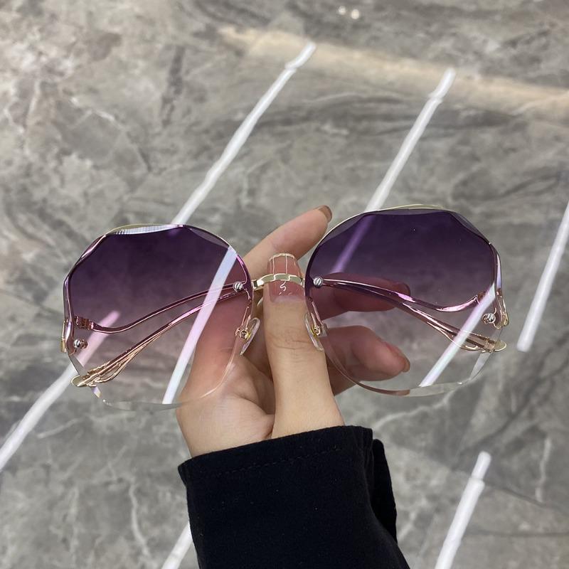 Vintage Borderless Polygon Sunglasses Women's Brand Designer Metal Sun Glasses Women Outdoor Travel Eyewear UV400
