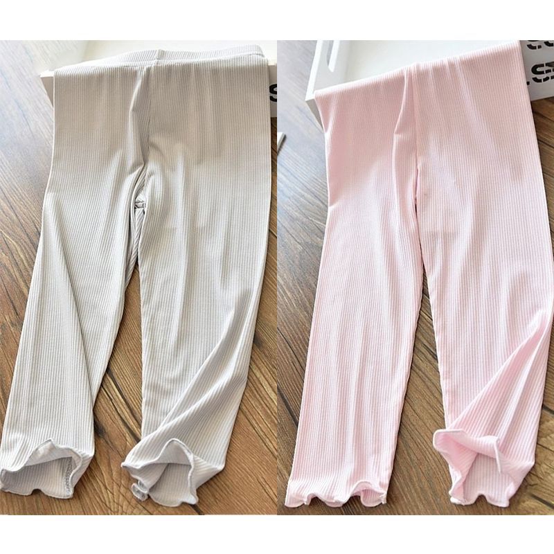 Girls' Mosquito Proof Pants with Fungus Edge Elastic Ice Silk Breathable Slim Fit Leggings for Children and Babies, Thin Pants for Summer