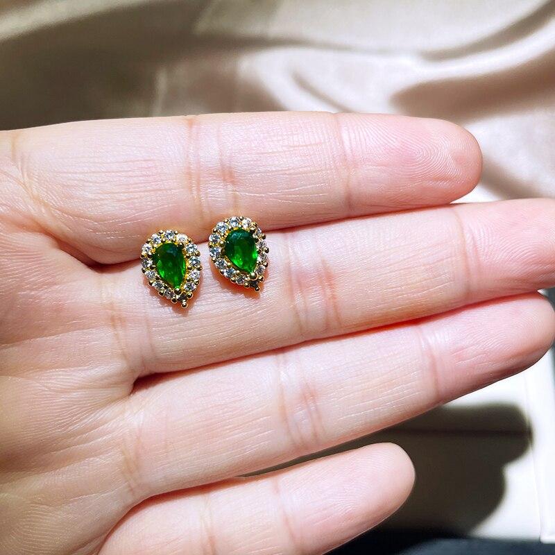 BELLA BOX Boucles d'oreilles Vintage pour femmes, bijoux fins avec goutte d'eau, Zircon vert, cadeau