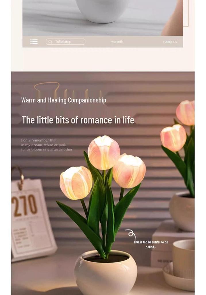 Elegant Tulip Night Light: High-End Decorative Bedside Lamp for Bedroom Ambiance