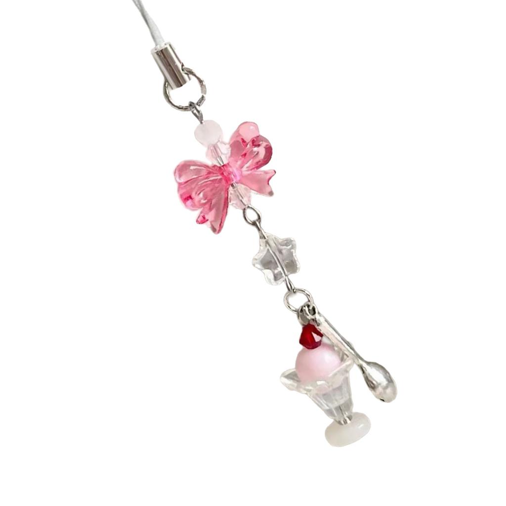 Ice Cream Theme Phone Lanyard Multifunctional Phone Strap Bag Pendant Resin Texture for Fashion Youthful Individuals
