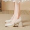 Scarpe Mary Jane nuove francesi autunnali casual con tacco spesso tacchi alti scarpe con temperamento alla moda delicate